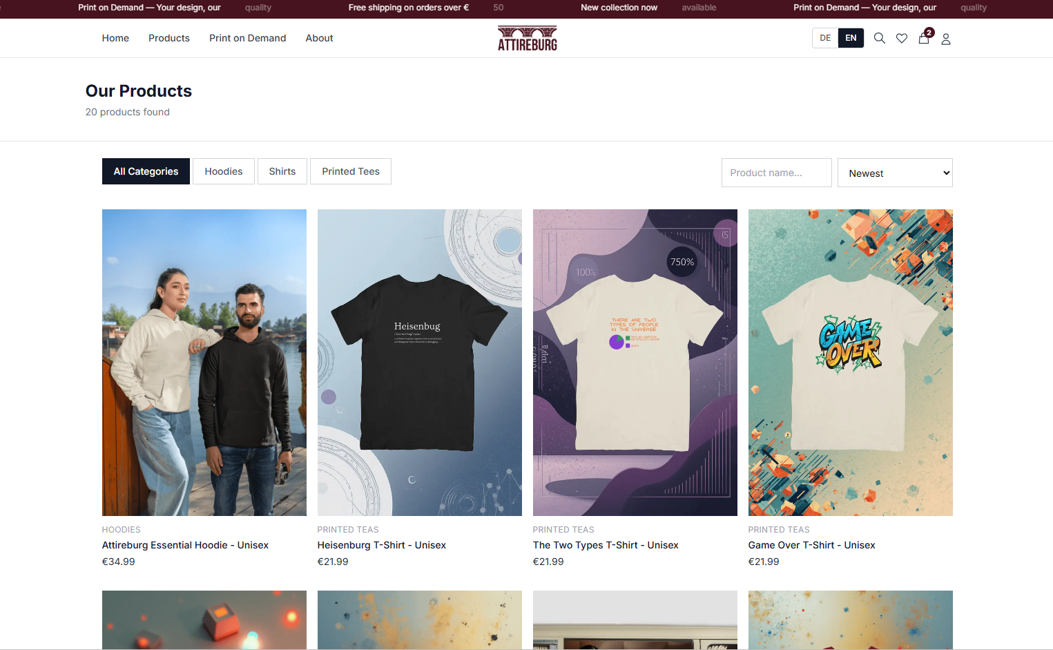 Attireburg — Fully Owned E-Commerce Platform Interface Screenshot 2